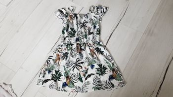 Vêtement fille robe légère blanche motif jungle tigre Gémo 6 ans