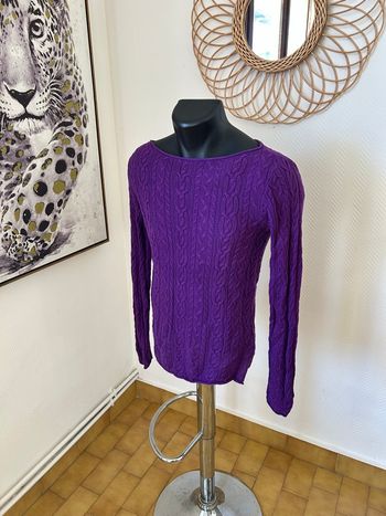Pull Lauren Ralph Lauren torsadé - violet  - Taille S - État Nickel
