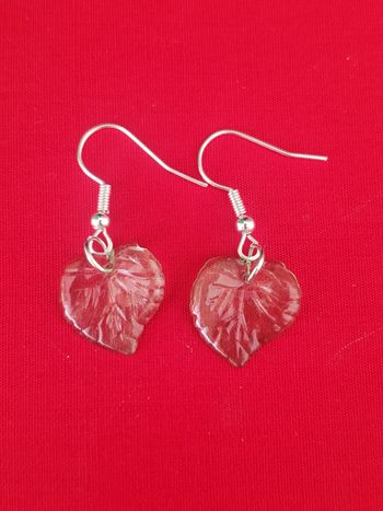 Boucles d'oreilles pendante argenté  feuille verte