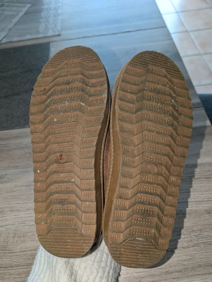 Mules  femme taille 39 fourrés effet daim Camel marron - photo numéro 4