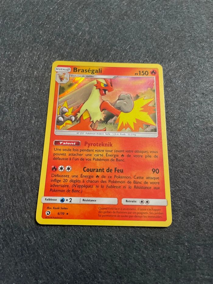 Carte Pokémon HOLO Braségali 6/70 SL7.5 Soleil Lune Majesté des Dragons FR