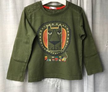 T-shirt kaki lion 3 ans DPAM