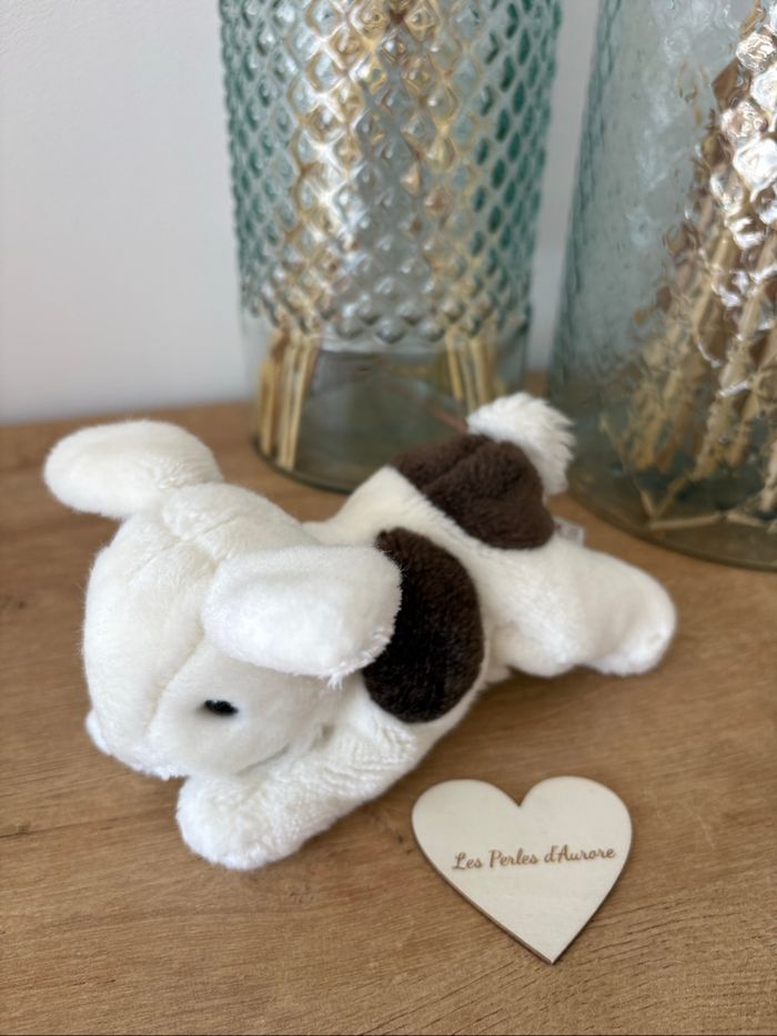 Peluche doudou lapin blanc marron