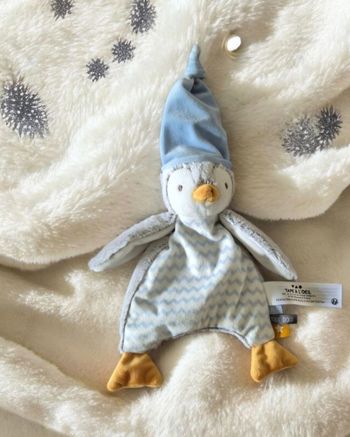 Doudou plat Pingouin gris bleu blanc TAPE A L’OEIL TAO