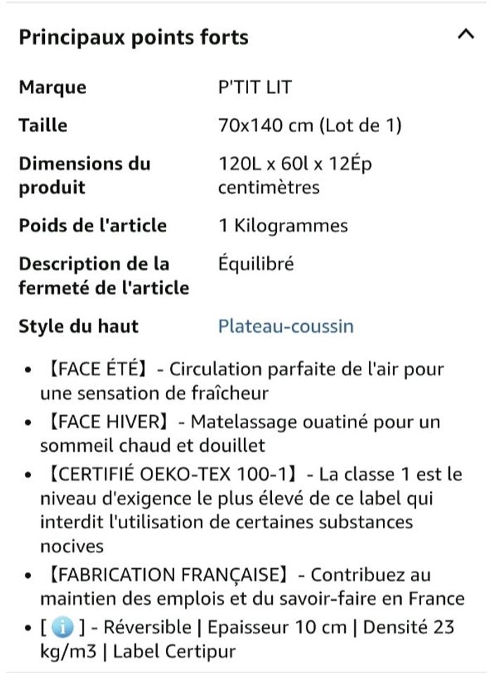 Matelas 70×140 mon ptit Matelas indispensable - photo numéro 2