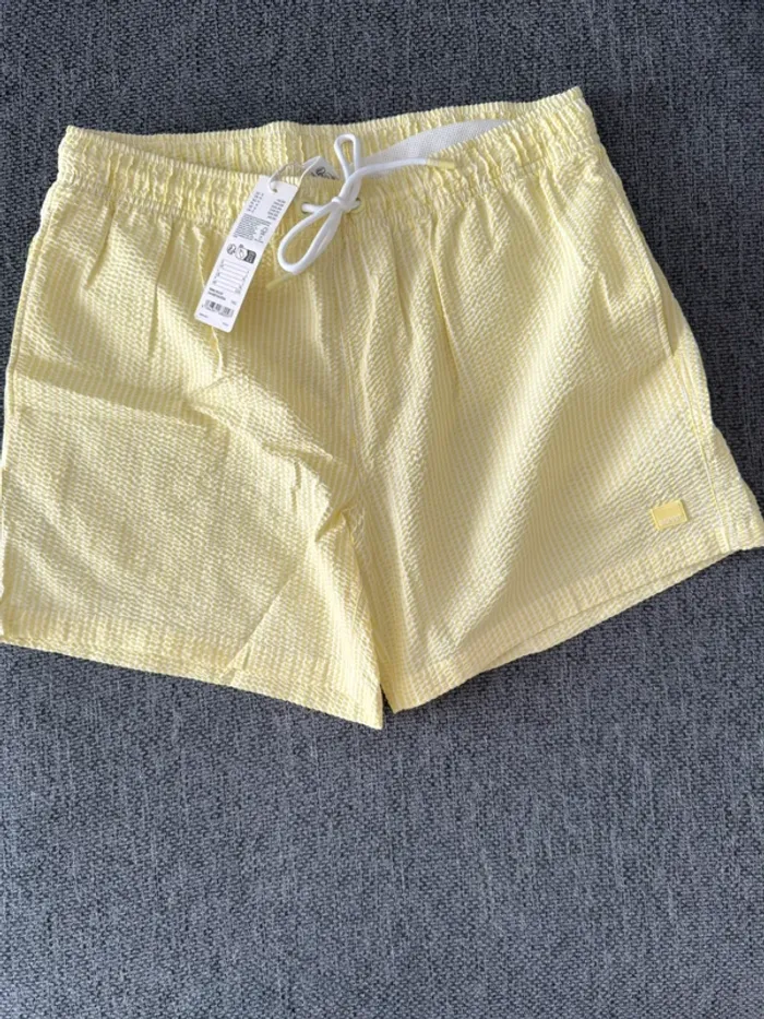 Caleçon de bain Esprit taille L neuf couleur jaune blanc rayé.