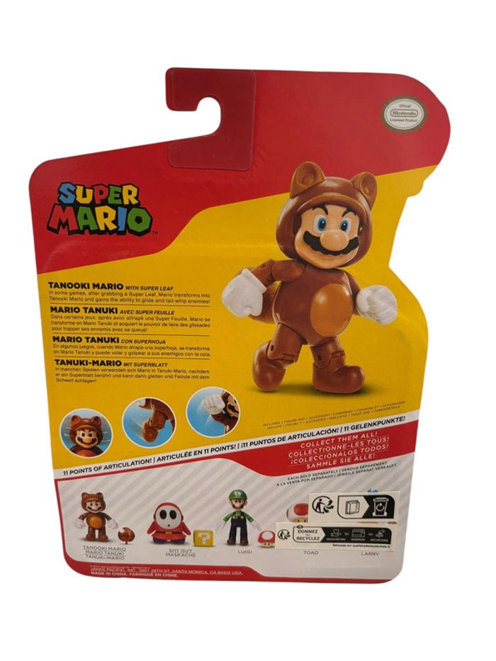 Figurine Super Mario Tanooki Mario avec super feuille Jakks Pacific neuf - photo numéro 2