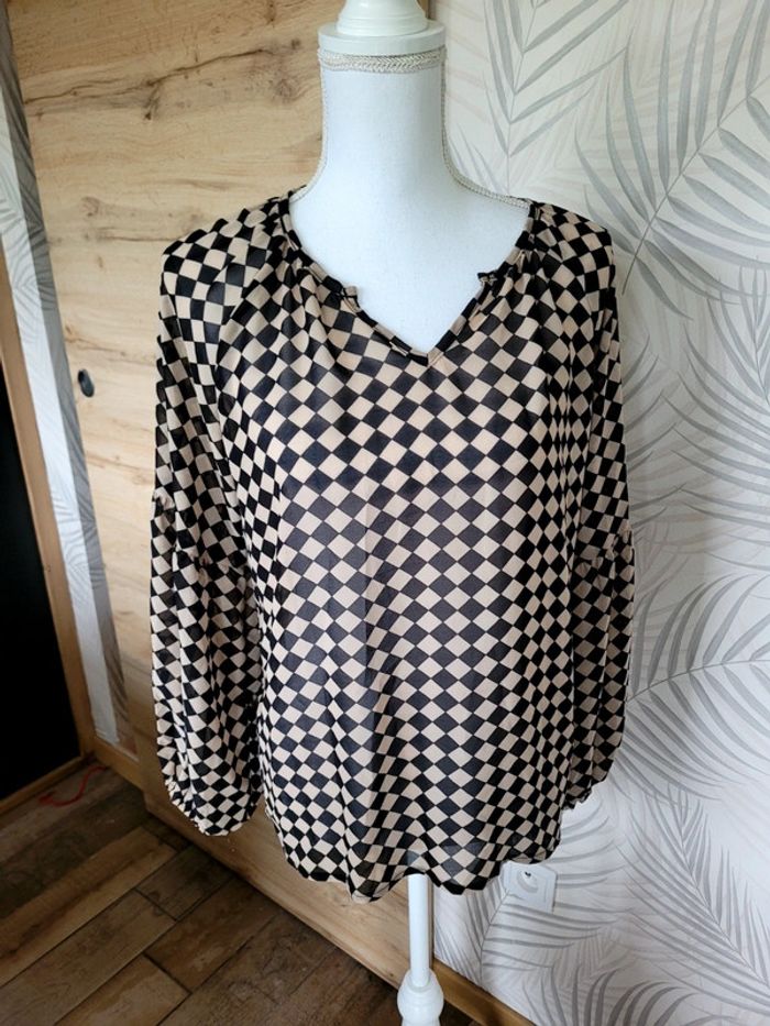 Blouse légère marron noir taille M