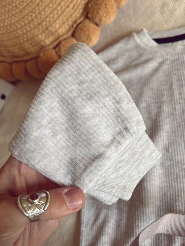 Sweat-shirt velours côtelé gris Kiabi 5 ans - photo numéro 3