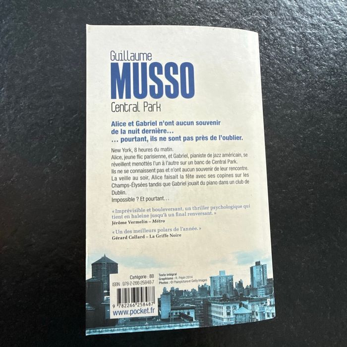 Livre Central Park de Guillaume Musso - photo numéro 2