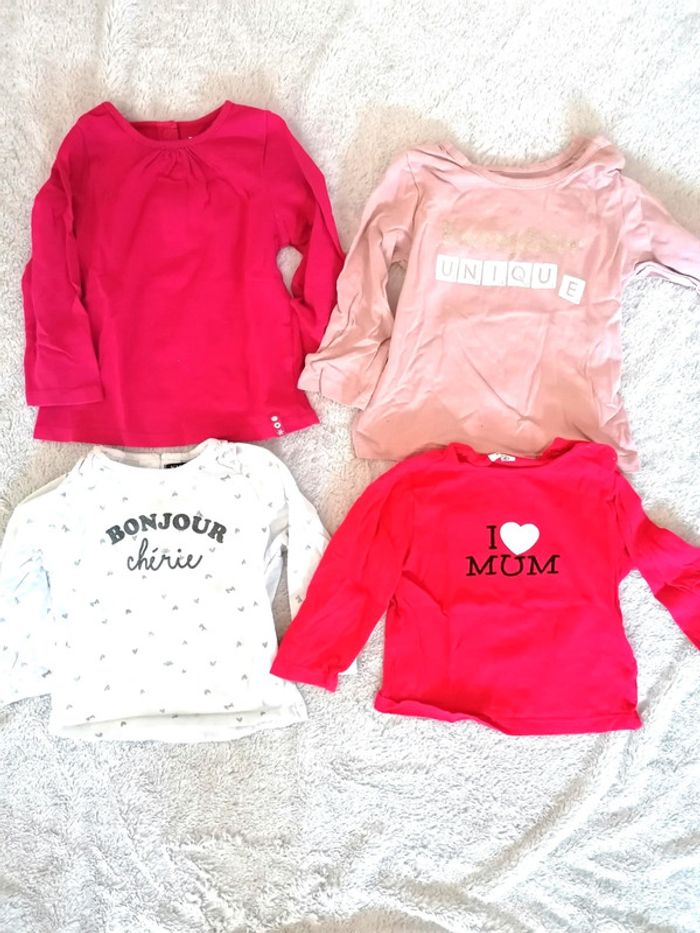 Lot de 4 t-shirts manches longues 12 mois fille