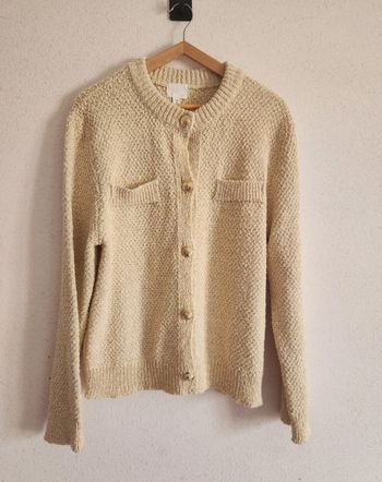 Gilet femme S  H&M – beige – maille brillante – boutons dorés – très bon état
