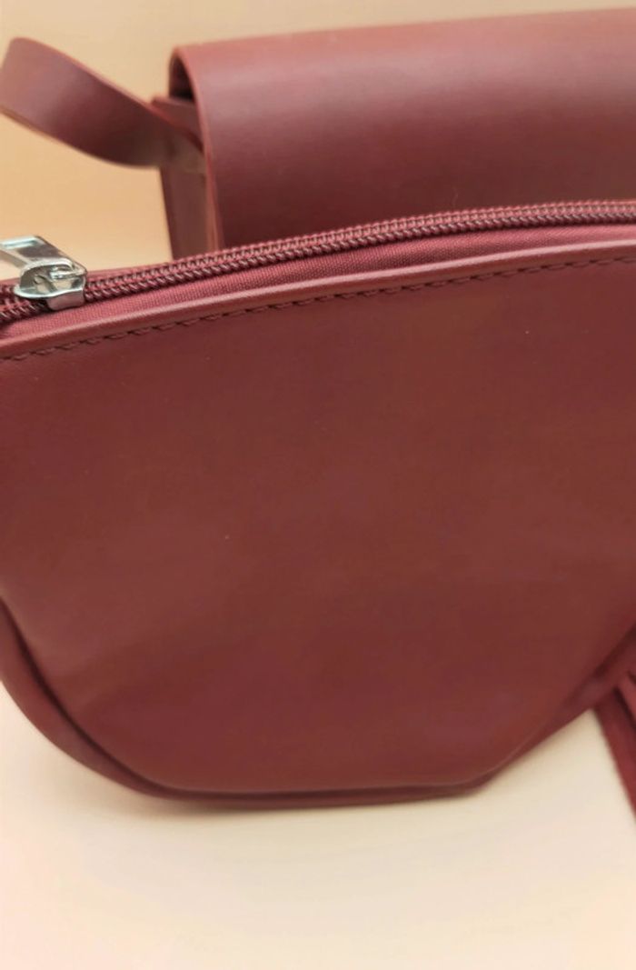 Sac à main en cuir, artisanal, bordeaux - photo numéro 7