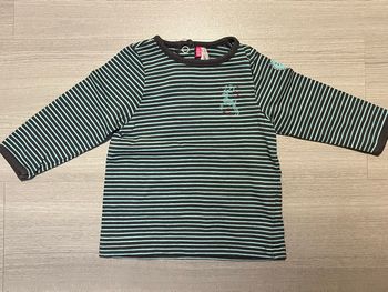 T-shirt rayé marron turquoise Orchestra 6 mois