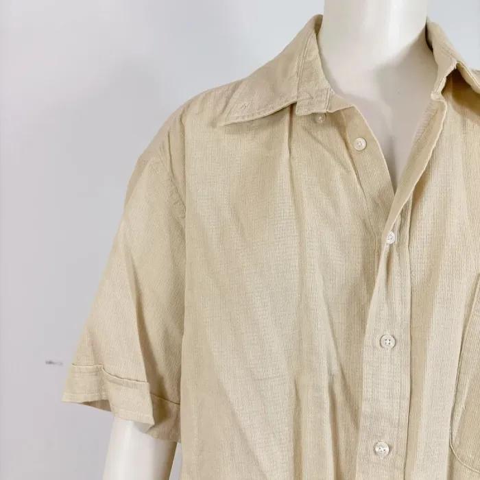 Chemise beige Sergio Tacchini vintage – 100 % coton, manches courtes L A650 - photo numéro 5