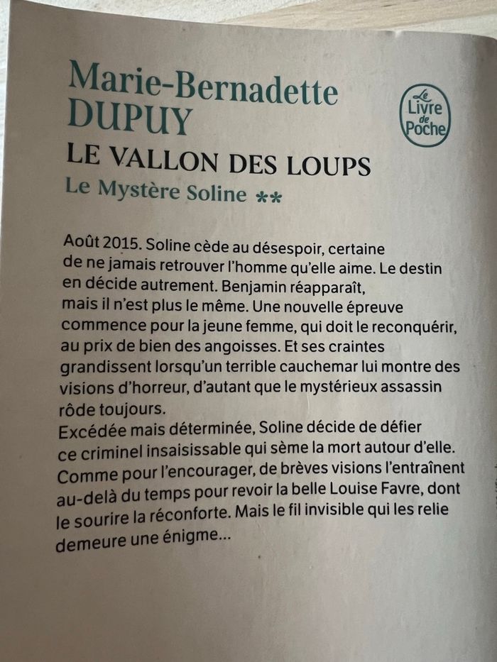 Livre Le Vallon des Loups – Marie-Bernadette Dupuy – Bon État - photo numéro 7