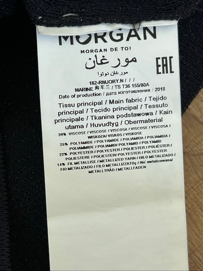 Robe bleue marine pailletée neuve Morgan taille S - photo numéro 10