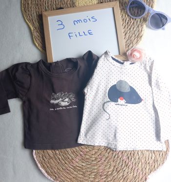 2 maillots longue manche fille 👧 3 mois