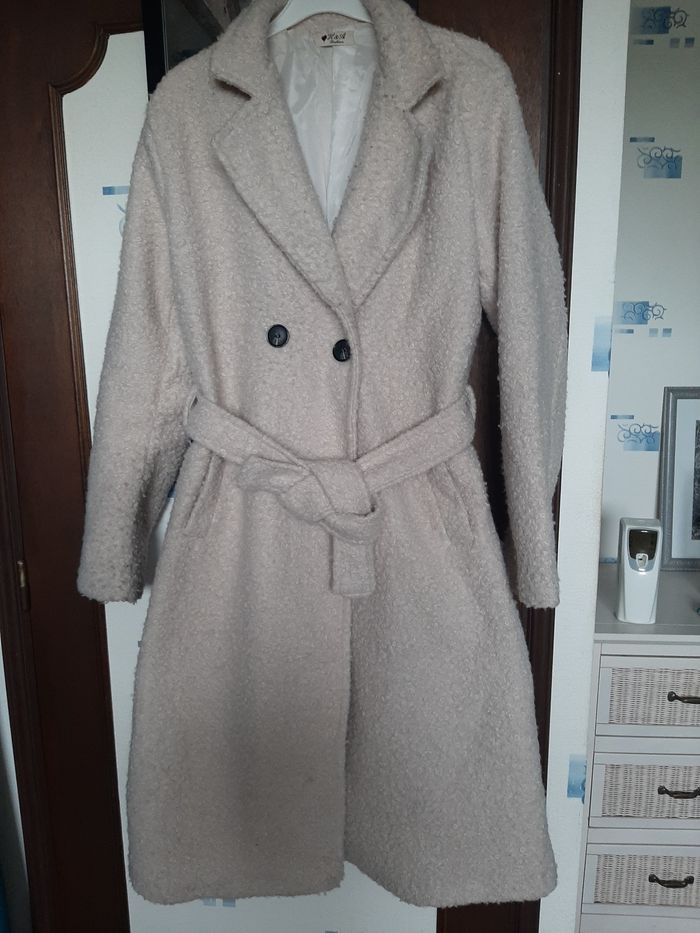 Manteau long beige bouclette - photo numéro 4