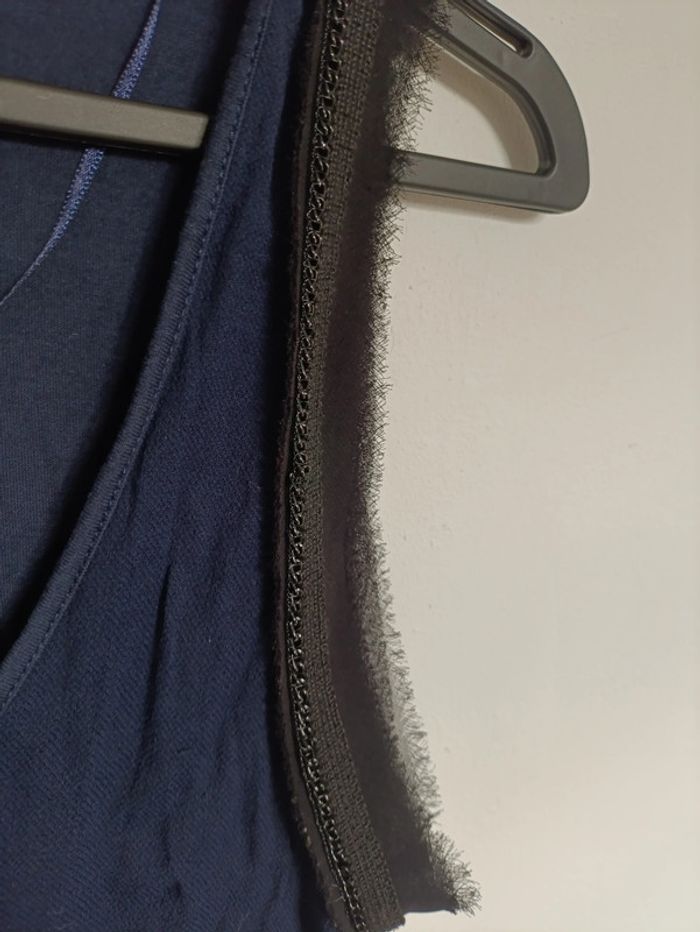 Débardeur bleu marine Zara W&B Collection avec tulle effiloché sur les épaules - photo numéro 2