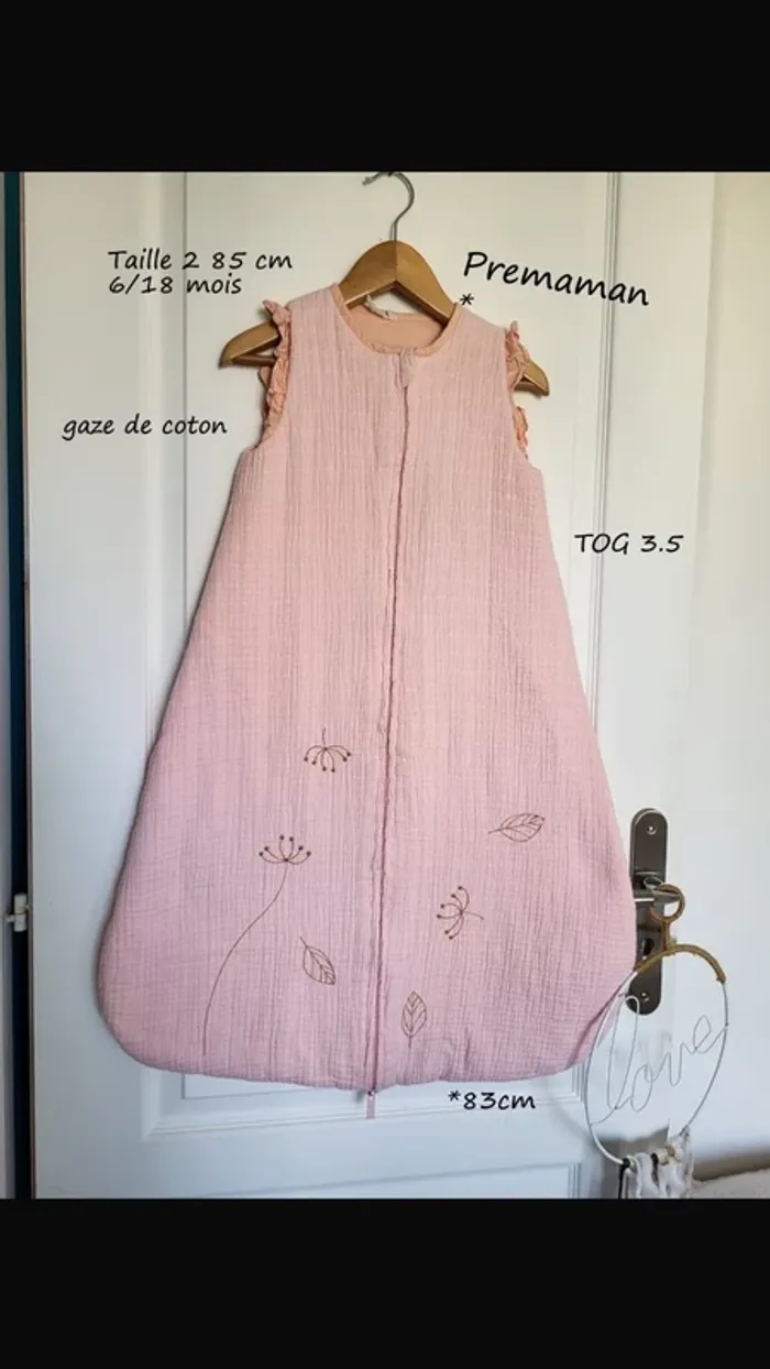 Gigoteuse taille 2 6-18 mois tog 3.5 gaze de coton Prémaman