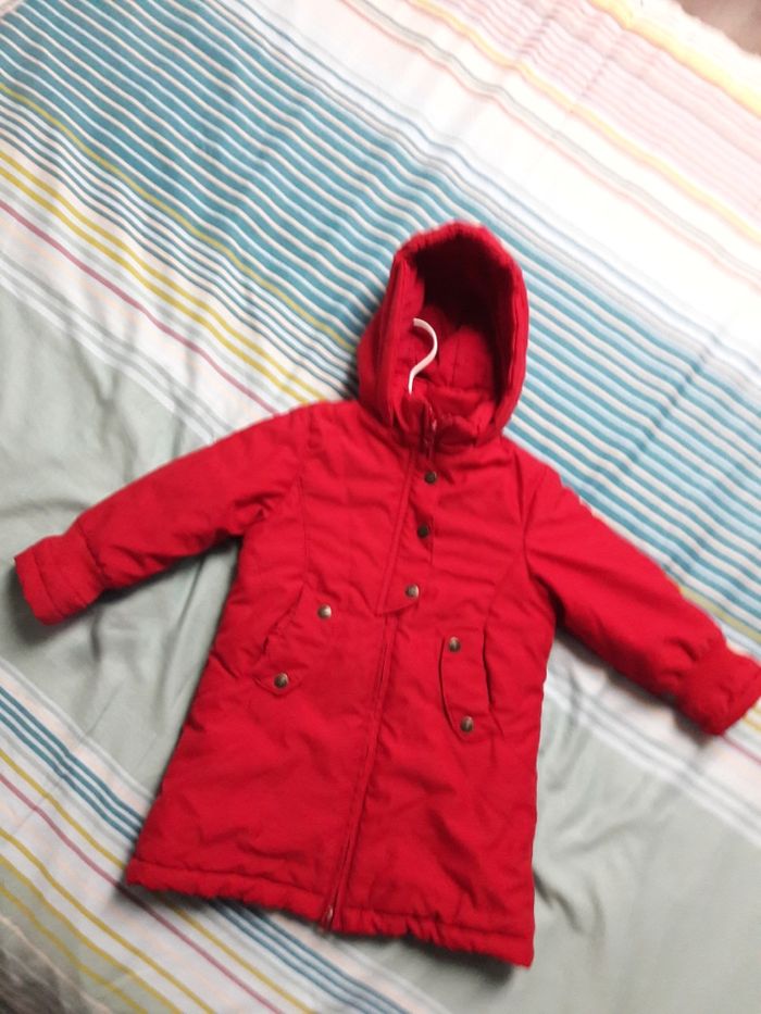 Manteau long chaud rouge 4 ans