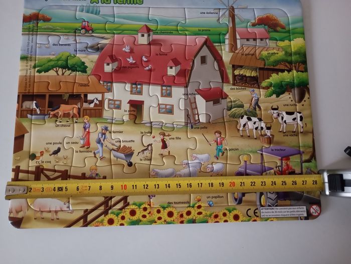 Puzzle 35 pièces.   À la ferme . Apprendre des mots . Parfait état. - photo numéro 6