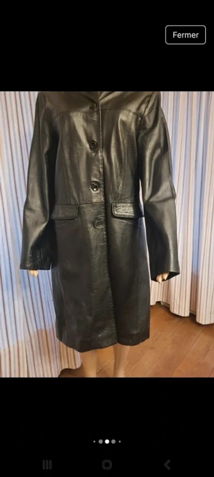 Manteau vintage cuir noir Authentic taille 42 - photo numéro 5