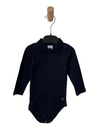 Body manches longues bleu marine avec col polo - Petit Bateau 12 mois (74cm)
