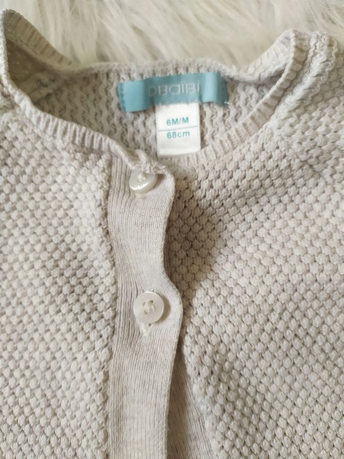 Gilet bébé en coton gris clair Obaibi 6 mois 68 cm - photo numéro 2