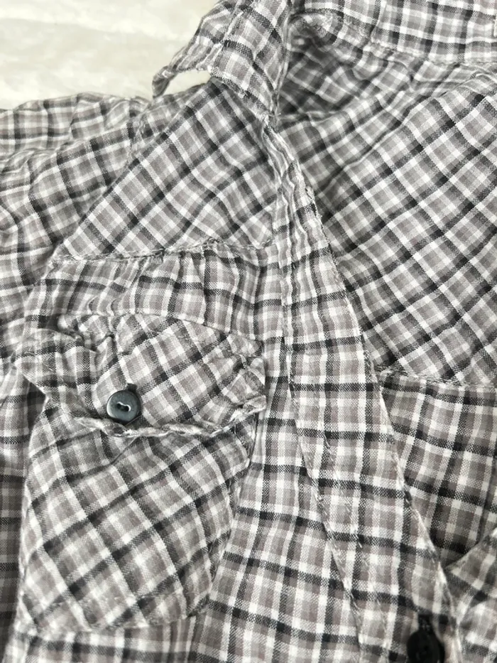 Chemise à carreaux cintrée vintage noire & grise taille L - photo numéro 3