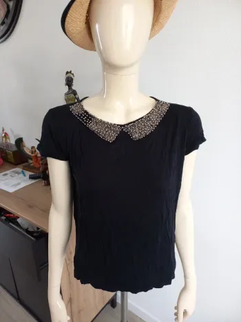 Tee-shirt fantaisie femme noir