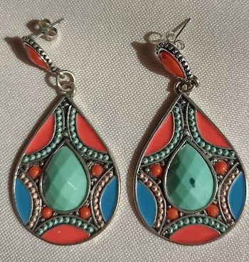 Boucles d'oreilles pendantes Bohème Chic – Corail & Turquoise