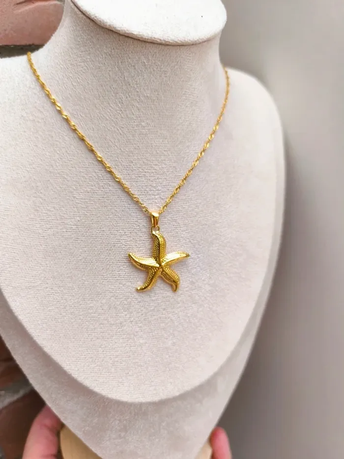 Collier doré chaîne torsadée avec étoile de mer - photo numéro 6
