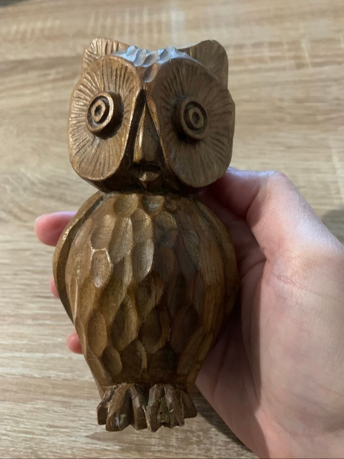 Bibelot chouette en bois sculpté - photo numéro 3