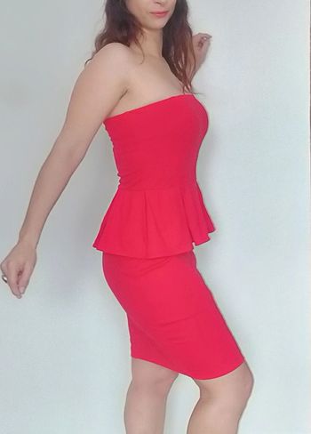 Robe bustier péplum rouge Mango taille 38