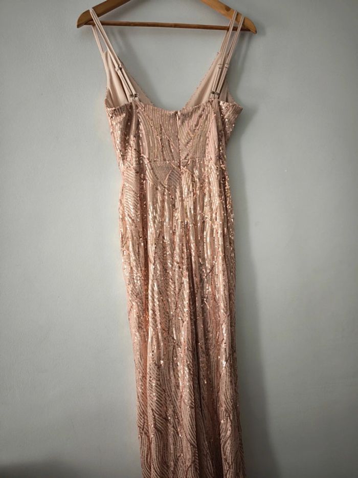 Robe longue rose pâle à paillettes Taille S Élégance scintillante - photo numéro 4