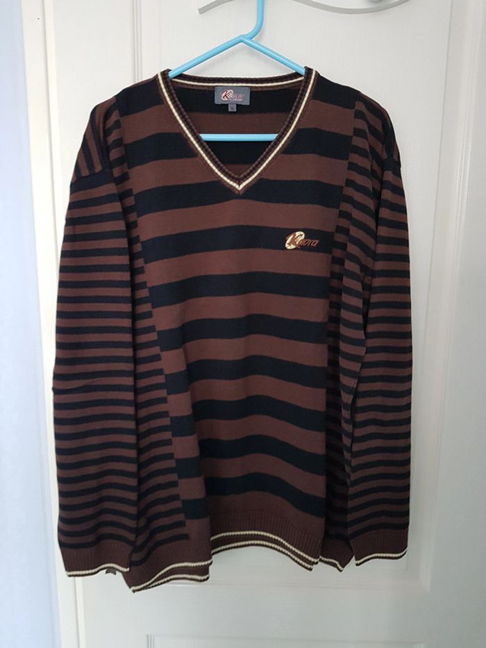 Pull à rayures marron et noir XL