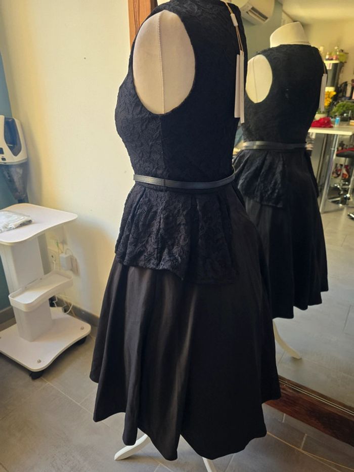 Robe pinup sublime cérémonie bi matière + ceinture belle poque neuve - photo numéro 8