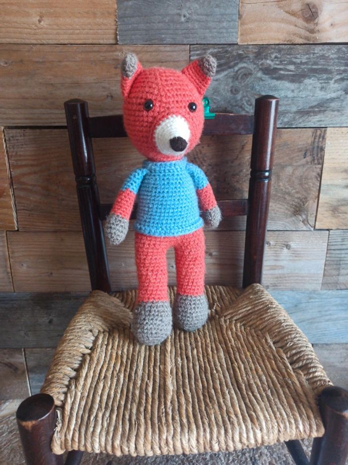 peluche renard crochet fait main tbe - photo numéro 2