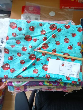 Lot Michael Miller – coton US oiseaux turquoise – 57x56 + 110x45