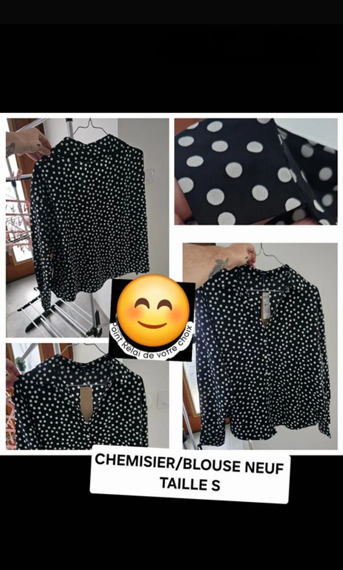 Chemisier /blouse noir femme / fille adolescente taille s neuf