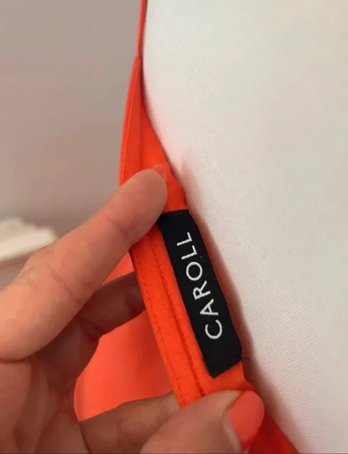 Caroll robe orange en soie, femme, taille 36 - photo numéro 6