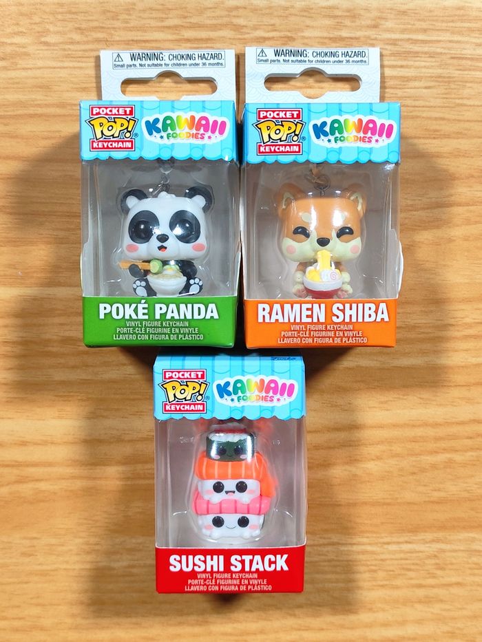 Lot 3 Pocket Pop! Keychains - Kawaii Foodies