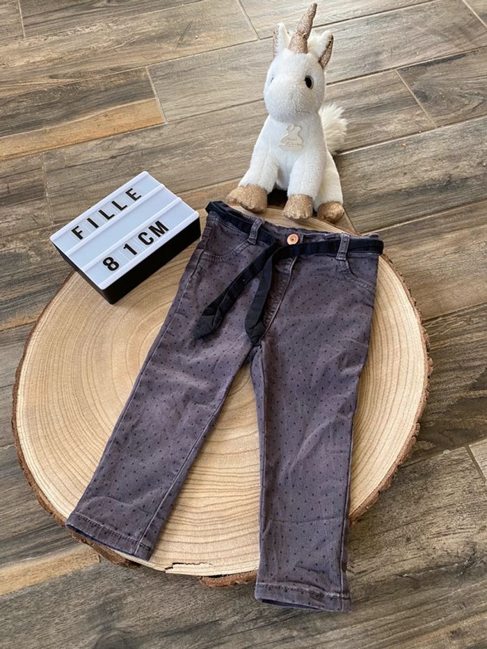 Pantalon Anthracite à Pois Fille