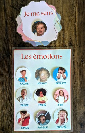 Affiche Montessori A4 plastifiée activité sur  les émotions + panneau " je me sens"