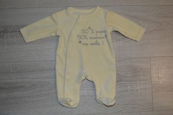 Pyjama velours fermeture devant prématuré  50% Papa 50% Maman