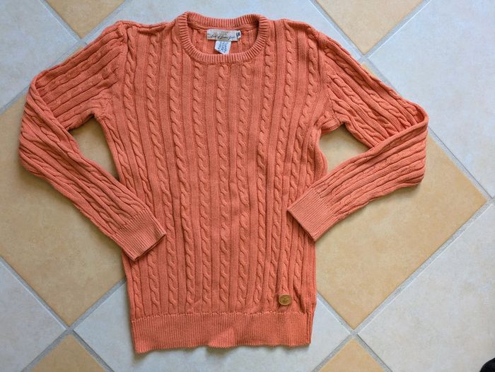 Pull maille orange abricot corail enfant fille  10 12 ans très bon état h&m
