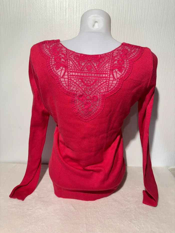 Pull léger femme Rose Camaïeu Dentelle Taille M - photo numéro 3