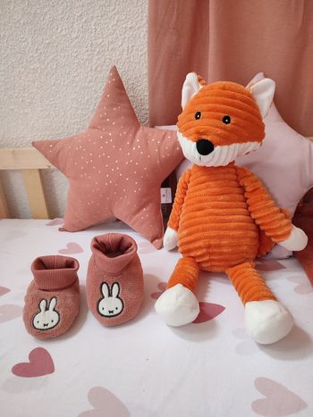 Paire de chaussons lapin Miffy - Proche du neuf - Taille 17/18 - Vieux rose/Terracotta